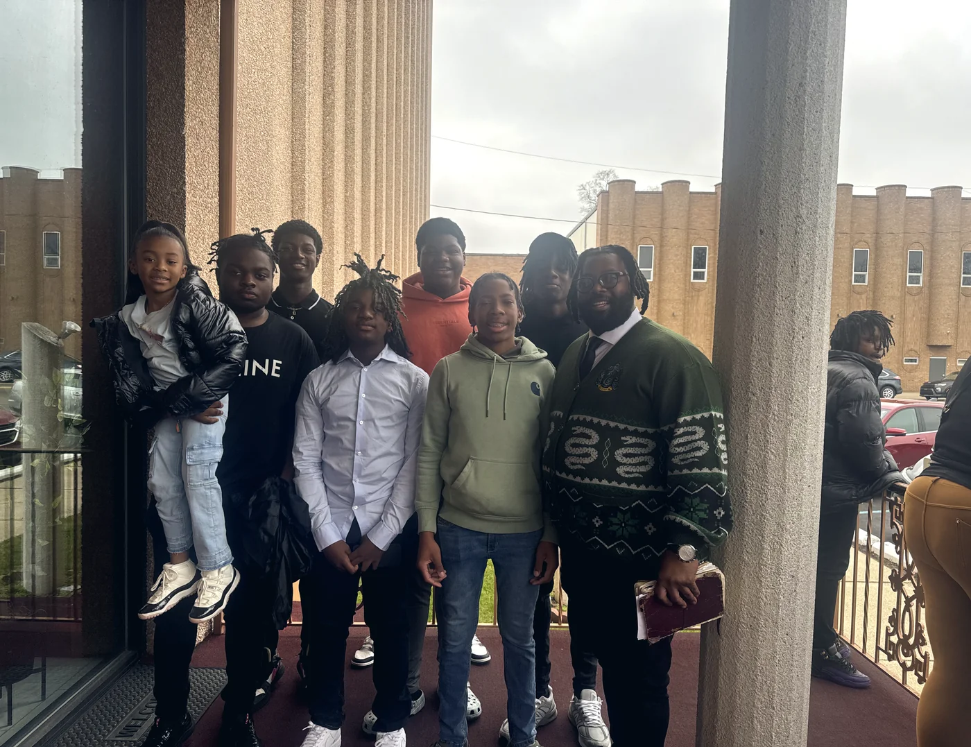 Bobby Christian with a group of young men